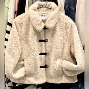 Zara cream teddy coat online